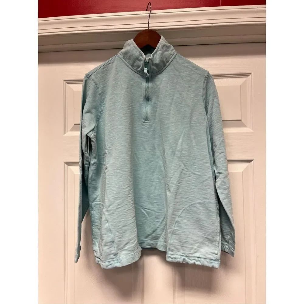 Orvis Sky Blue Ultra Soft Quarter Zip Pocket Sweatshirt sz XL EUC